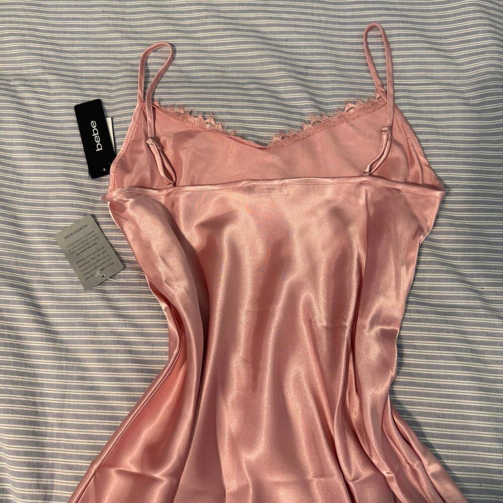 bebe Lace Trim Satin Slipdress - Picture 8 of 9